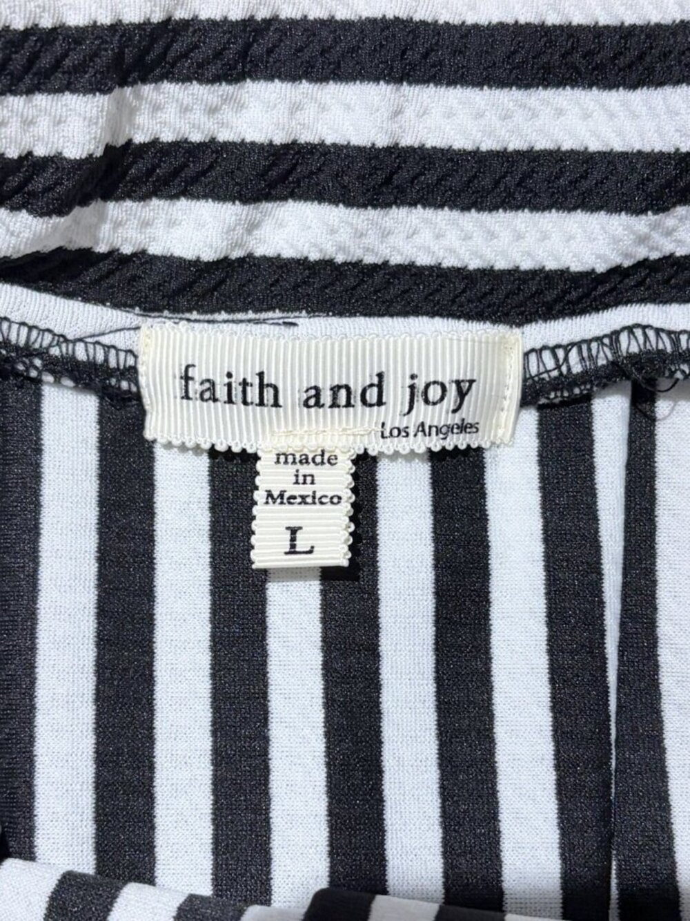 Faith and Joy Black and White Striped Fit and Flare Skater Skirt Size Large - Picture 5 of 7